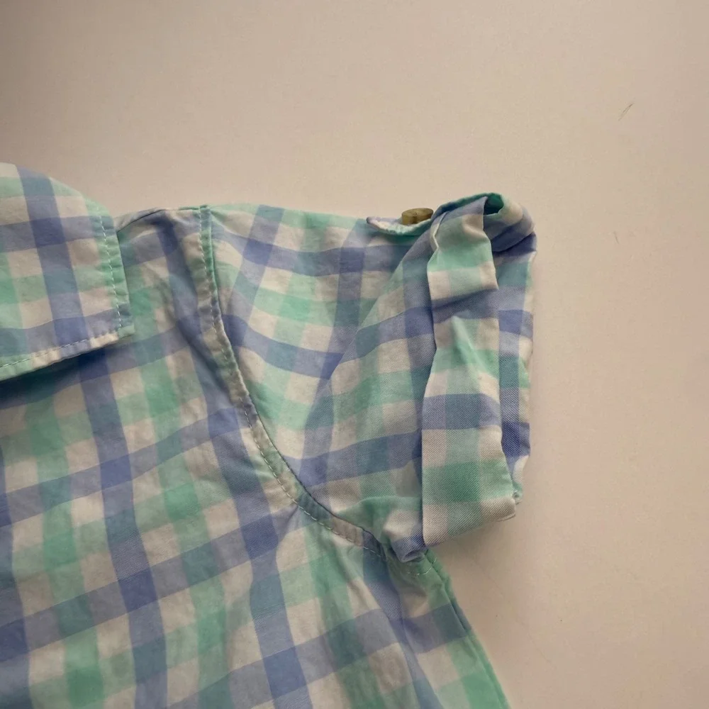 Janie and Jack Plaid Blue Collar Grandpa Romper Outfit Boys 6-12 months Cotton